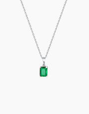 Emerald green necklace silver